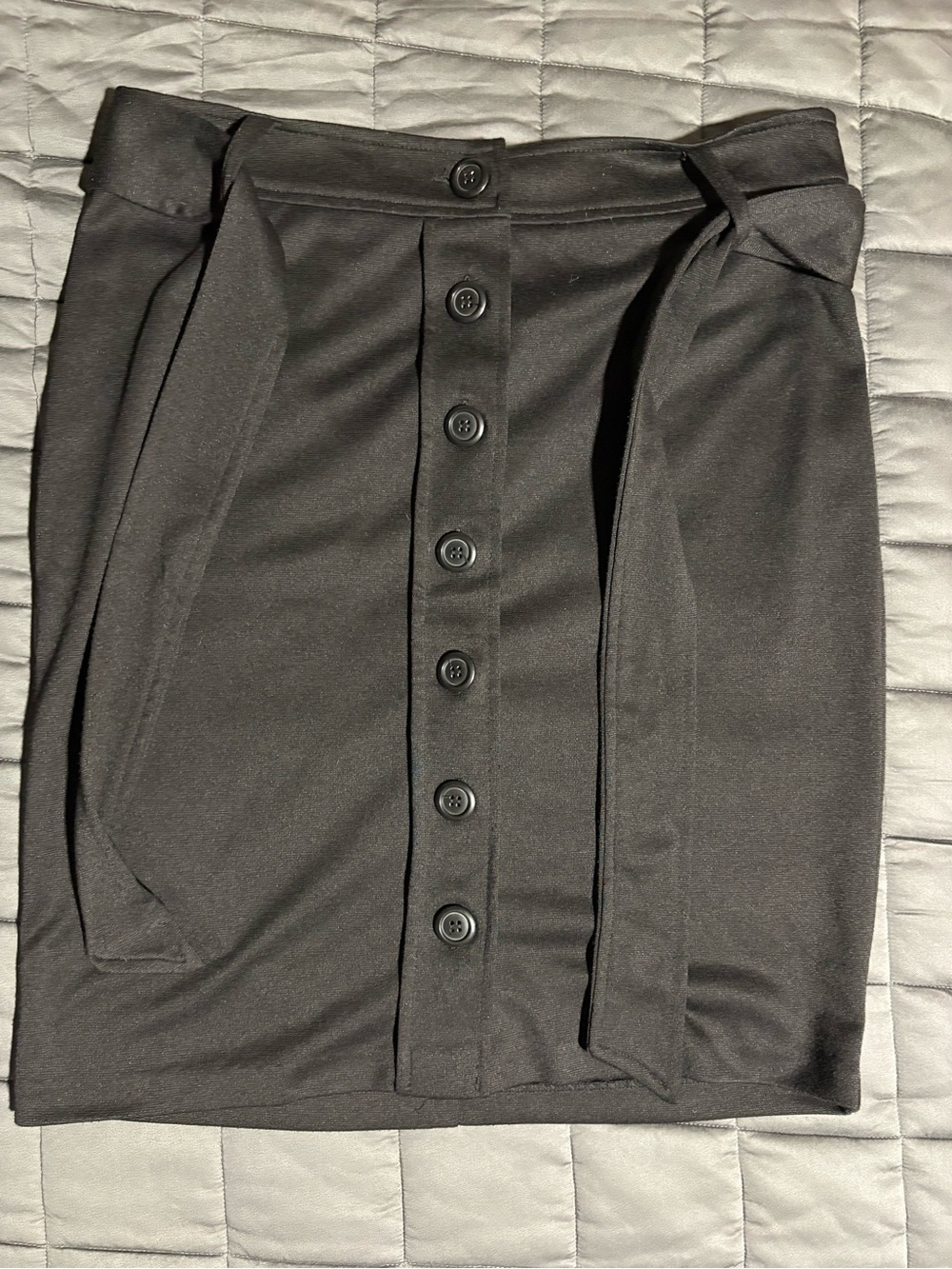 Candie's Black Button-Front Pencil Skirt with Tie Waist